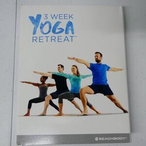 BEACHBODY 3 WEEK YOGA RETREAT 4 DISCS + RECIPES TRACKER/QUIK START/CALENDAR